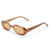Brown sunglasses with oval lenses on a white background