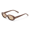 Brown sunglasses with oval lenses on a white background