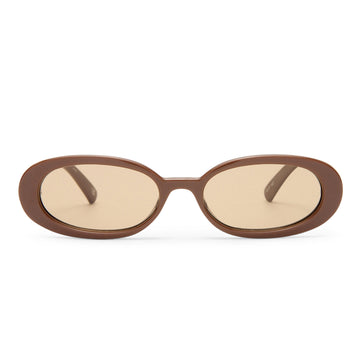 Brown oval sunglasses on a white background