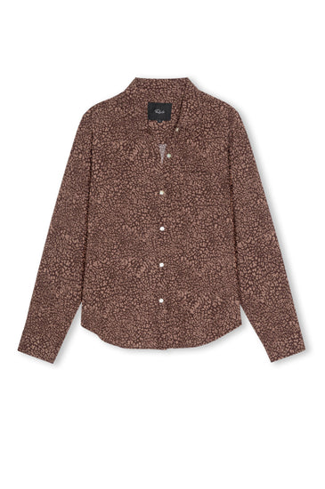 Leopard print brown shirt on white background
