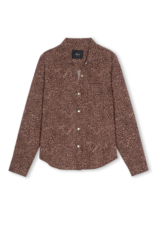 Leopard print brown shirt on white background