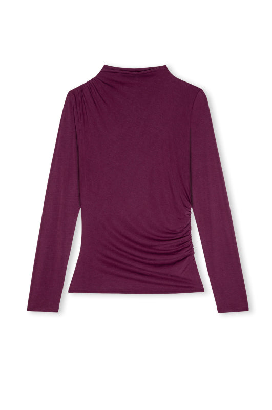 Burgundy long sleeve t shirt on white background