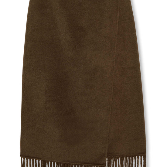 Brown fringe skirt on a white background