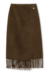 Brown fringe skirt on a white background