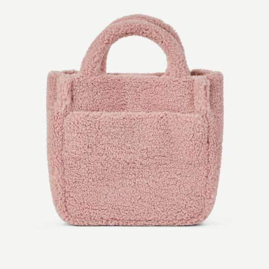 Faux fur pink bag with short and long handles