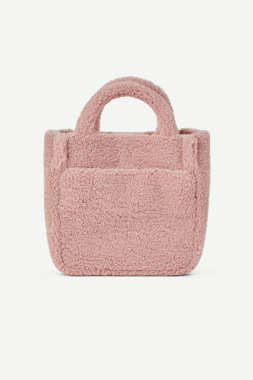 Faux fur pink bag with short and long handles