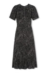 dark grey animal print v neck dress with short sleeves 