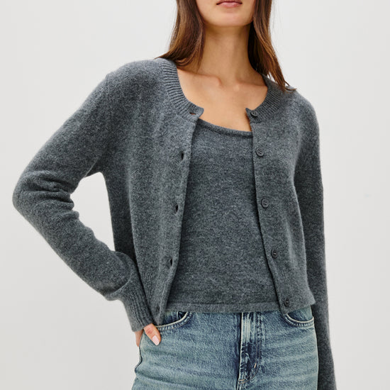 round neck with button down long sleeve  model shot