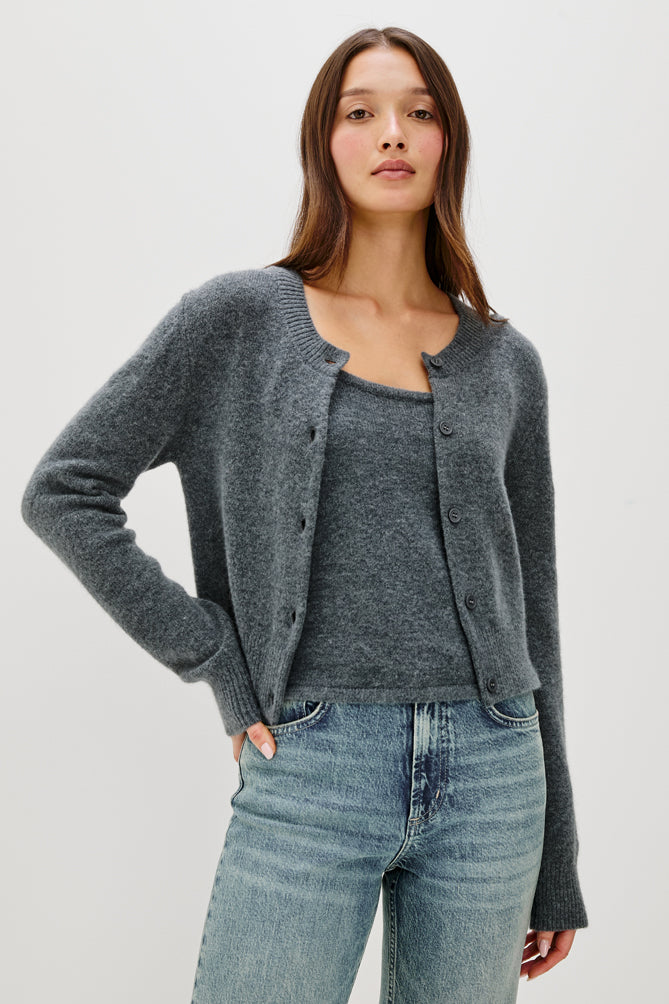 round neck with button down long sleeve  model shot