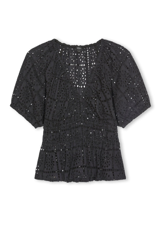 v neck short sleeve black grid top from rails