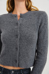 round neck with button down long sleeve  close up