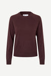 round neck cashmere jumper with long sleeves in a dark burgundy from samsoe samsoe