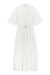 short sleeve collar v neck midi white dress with belt from rails
