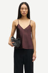 spaghetti strap v neck burgundy cami from samsoe samsoe  model shot