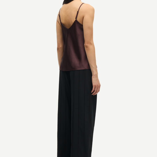 spaghetti strap v neck burgundy cami from samsoe samsoe  rear view