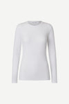 round neck ribbed long sleeves cotton top in white from samsoe samsoe