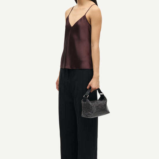 spaghetti strap v neck burgundy cami from samsoe samsoe  side view