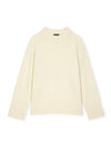round neck ivory cashmere mix jumper with rib detailing