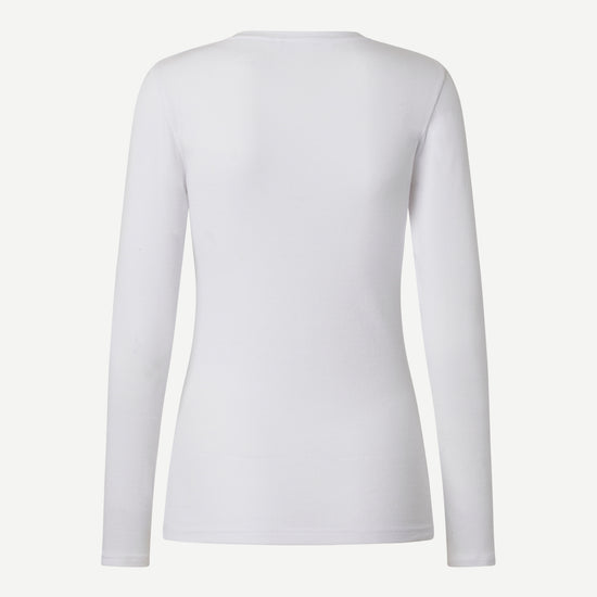 round neck ribbed long sleeves cotton top in white from samsoe samsoe rear view