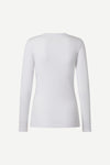 round neck ribbed long sleeves cotton top in white from samsoe samsoe rear view