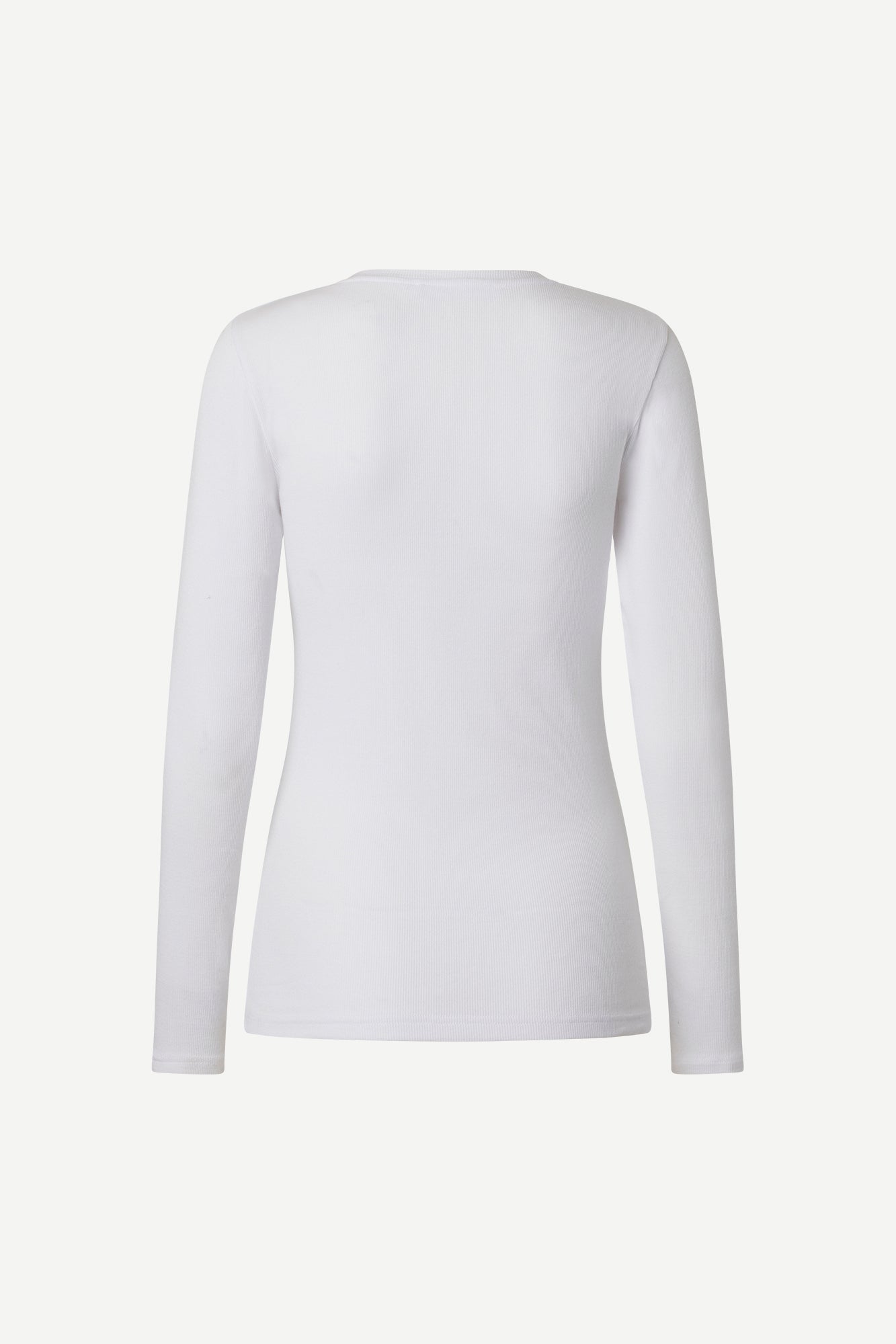 round neck ribbed long sleeves cotton top in white from samsoe samsoe rear view
