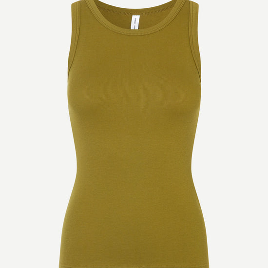 Vest shape rib t shirt in olive green