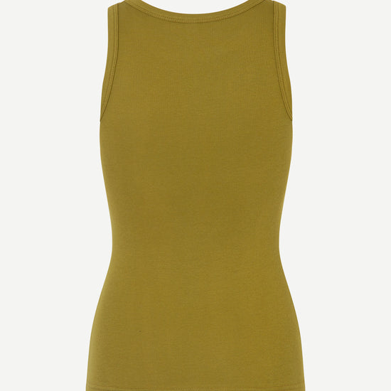 Vest shape rib t shirt in olive green