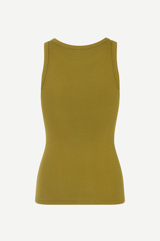 Vest shape rib t shirt in olive green