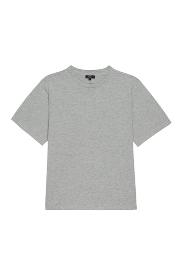 grey short sleeve cotton/cashmere mix top with round neck