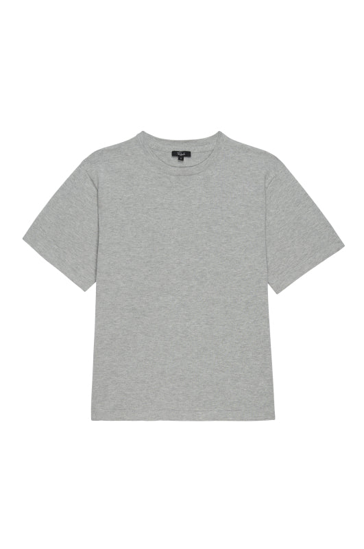 grey short sleeve cotton/cashmere mix top with round neck