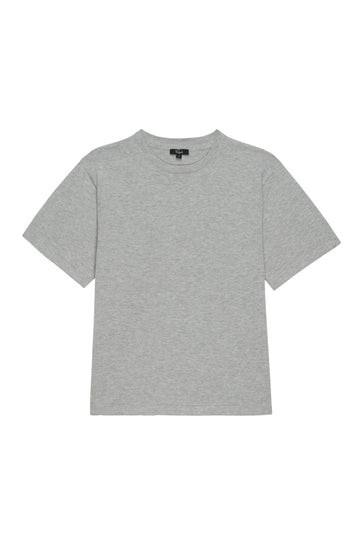 grey short sleeve cotton/cashmere mix top with round neck