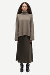khaki green chunky roll neck jumper with ribbed neck, cuffs and hemline from samsoe samsoe model shot