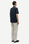 Rear view of navy stretch cotton shirt