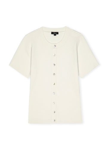 short sleeve round neck white cardigan from rails