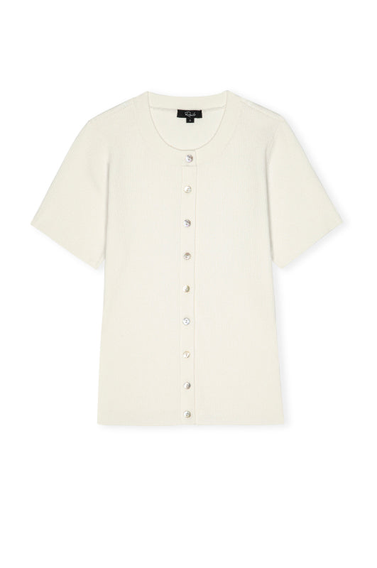 short sleeve round neck white cardigan from rails