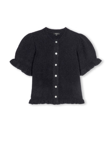 navy blue short ruffle sleeve top from rails