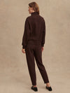brown half zip high neck jumper with zip detailing rear view 