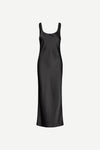 black slip dress with wide straps and figure hugging fit from samsoe samsoe