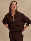 brown half zip high neck jumper with zip detailing model shot