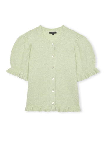 short sleeve ruffle top light green cardigan from rails