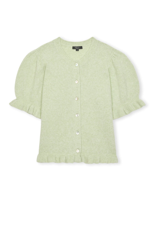 short sleeve ruffle top light green cardigan from rails