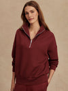 maroon high neck quarter zip jumper with zip detailing and relaxed fit
