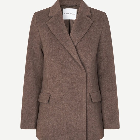 Double breasted wool coat in mid brown