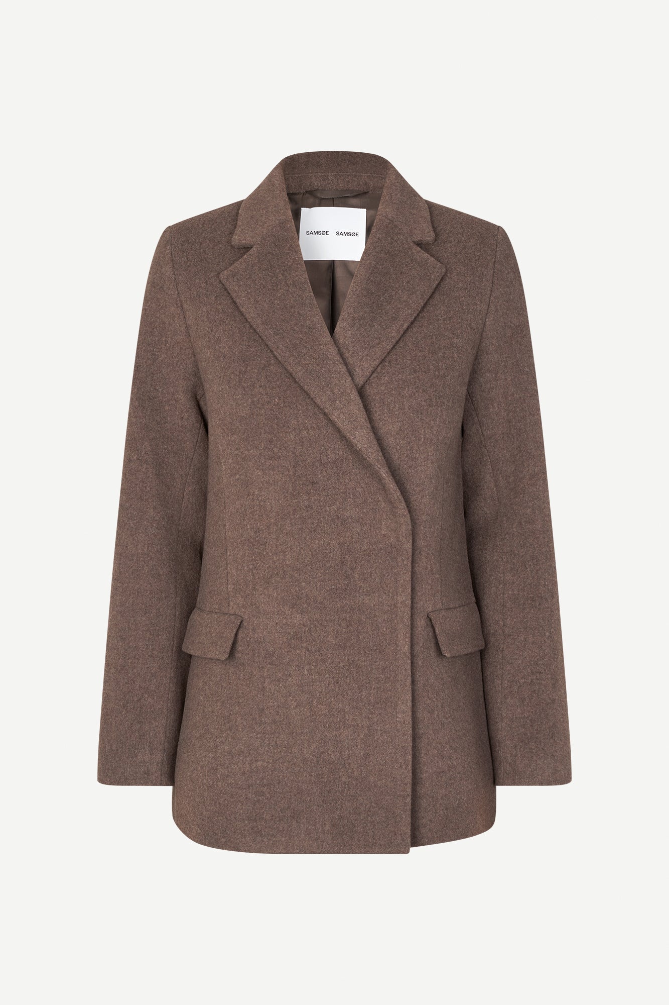 Double breasted wool coat in mid brown