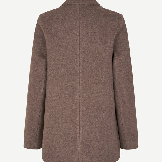 Rear view of mid brown wool blend coat