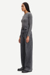round neck ribbed long sleeves cotton top in dark grey from samsoe samsoe side view