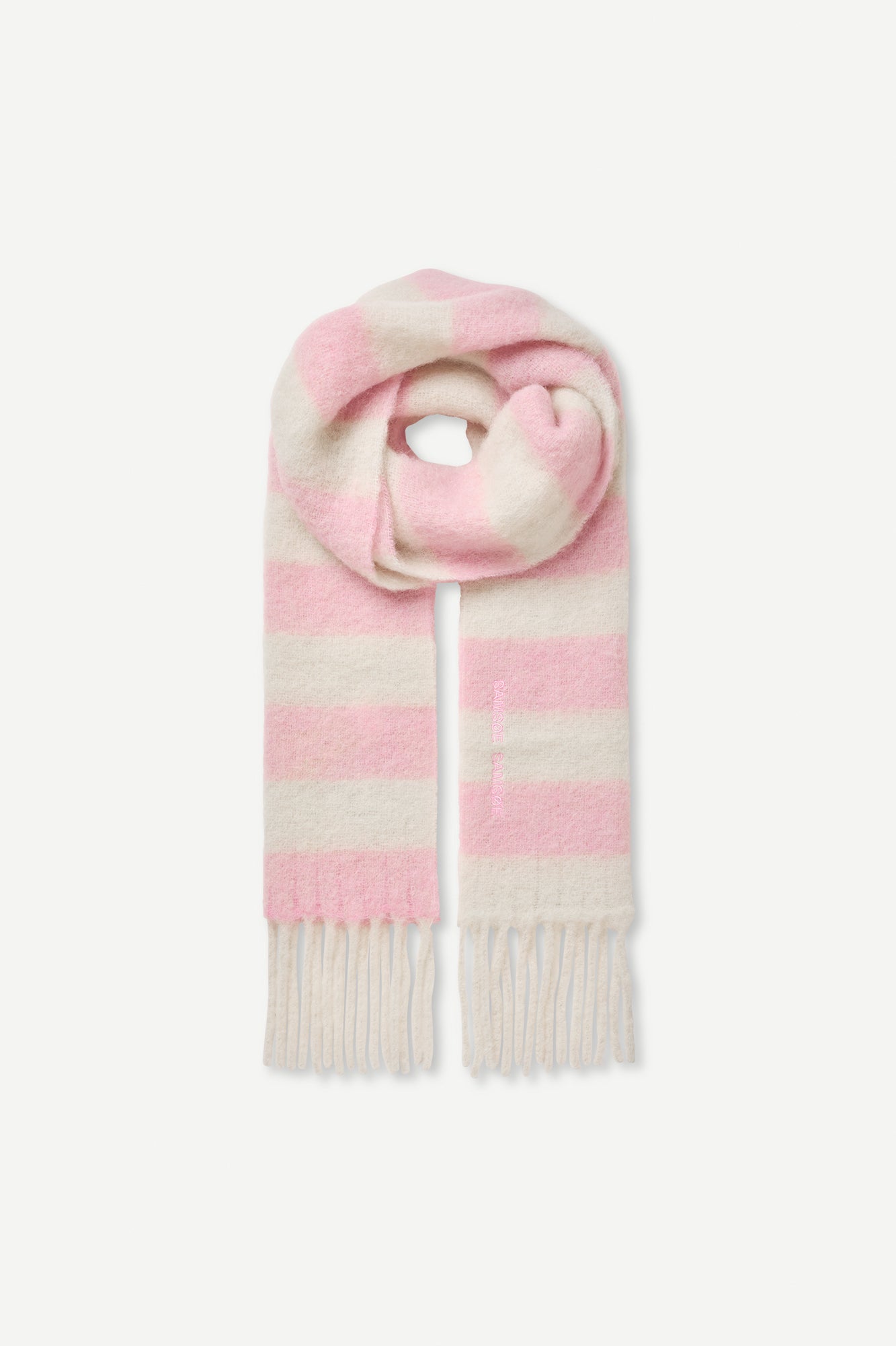 Striped mohair blend scarf