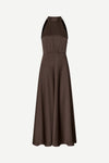 Brown halterneck dress with open back and tie detail from samsoe samsoe