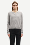 round neck grey mel cardigan with long sleeves from samsoe samsoe model shot