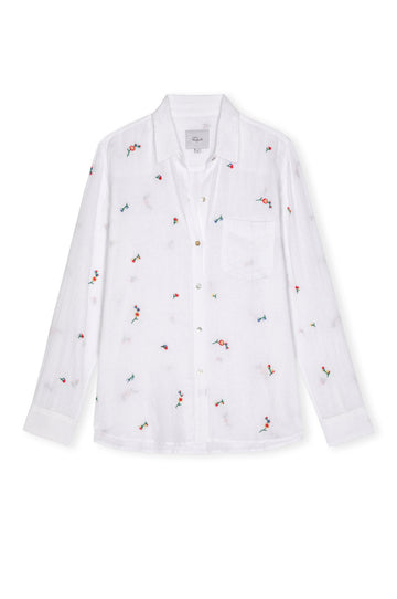 white shirt with flower embroidered on it from rails